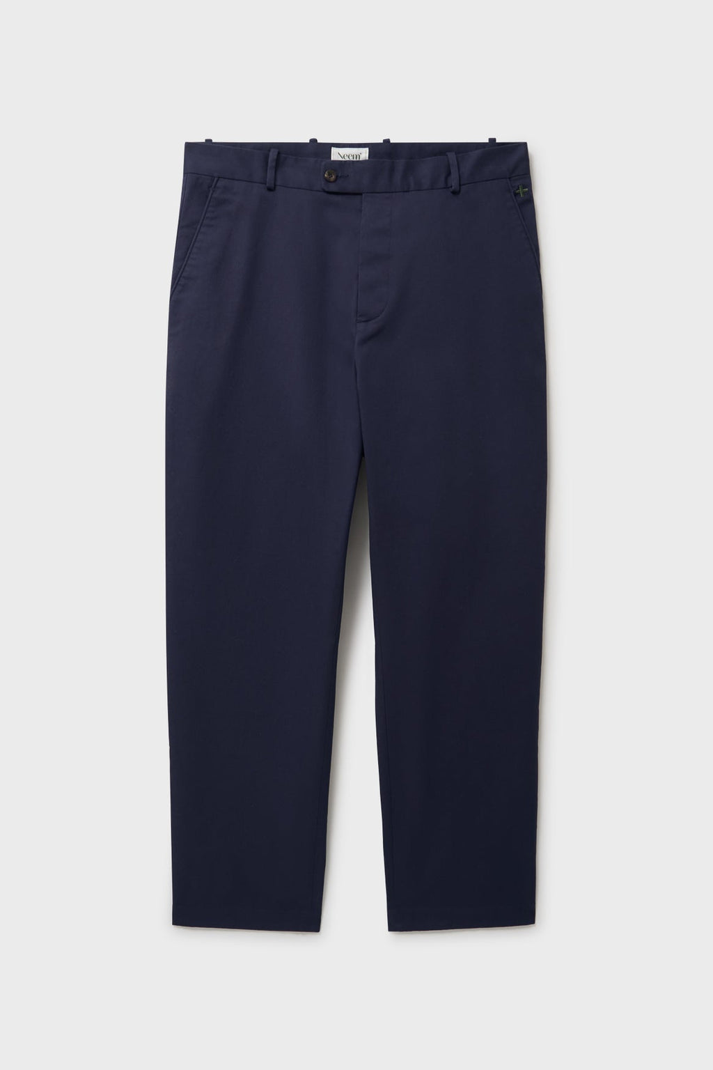 Pantalon en sergé léger bleu à devant plat