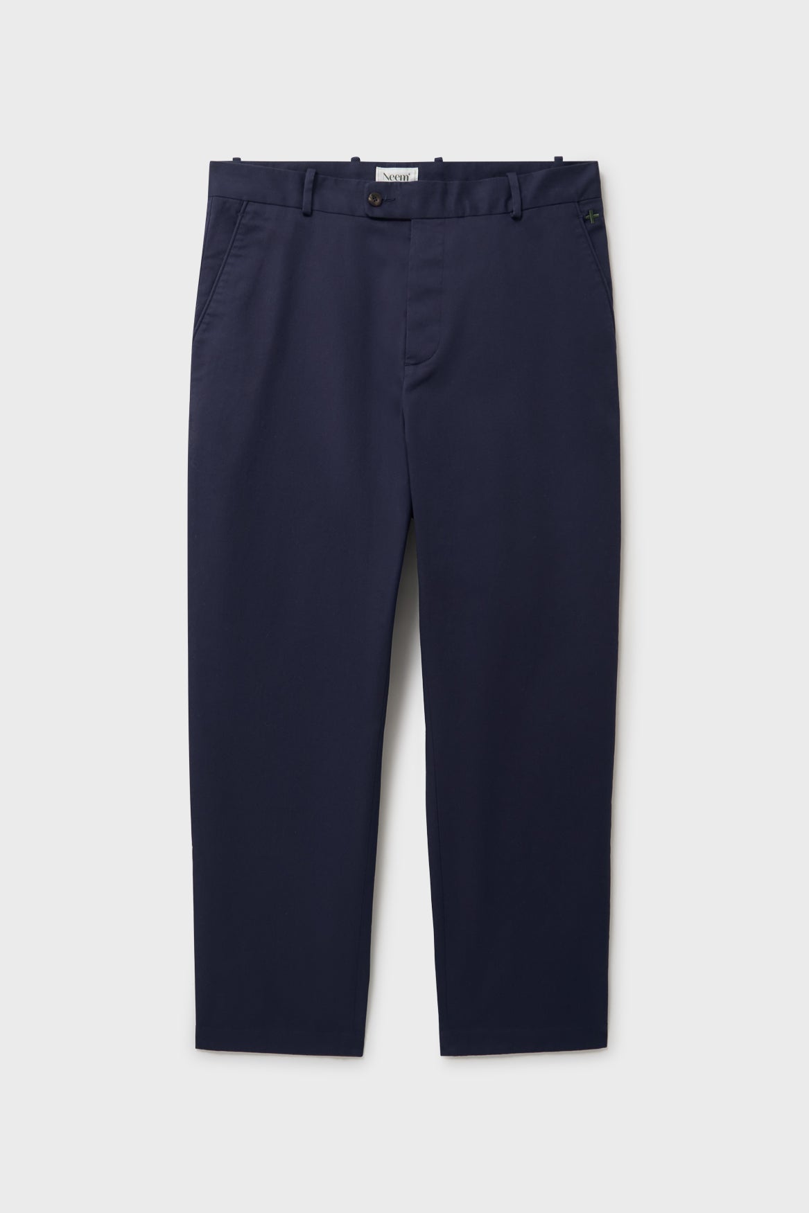Pantalon en sergé léger bleu à devant plat