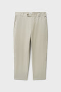 Pantalon léger en sergé de coton, coloris pierre, devant plat