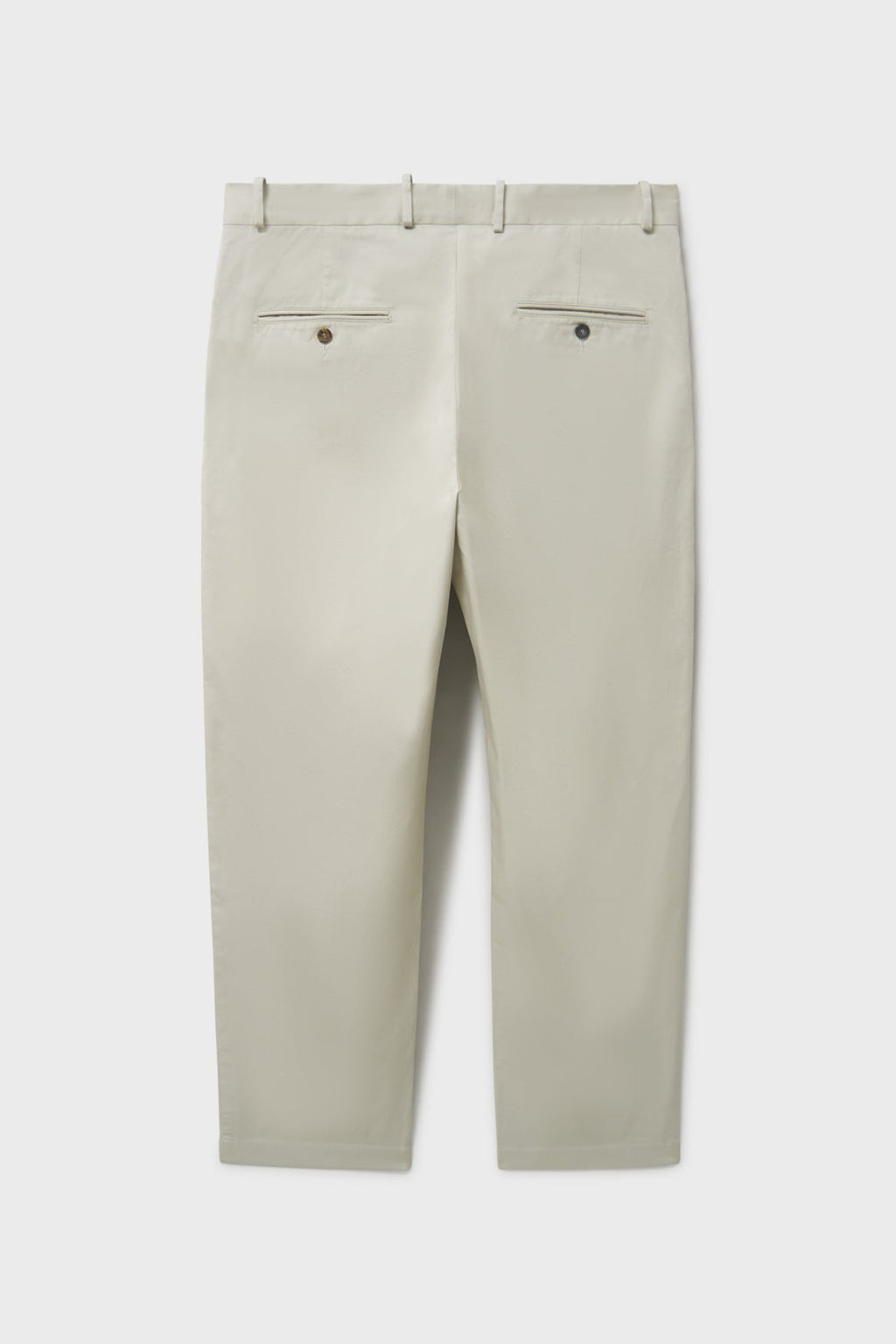 Pantalon léger en sergé de coton, coloris pierre, devant plat