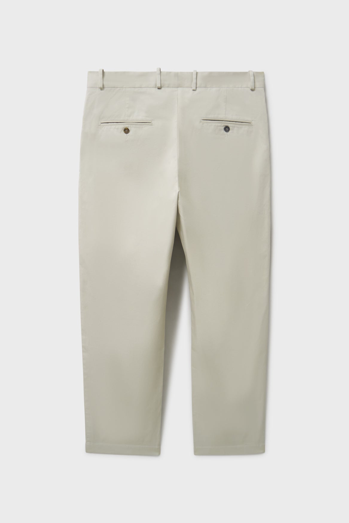 Pantalon léger en sergé de coton, coloris pierre, devant plat