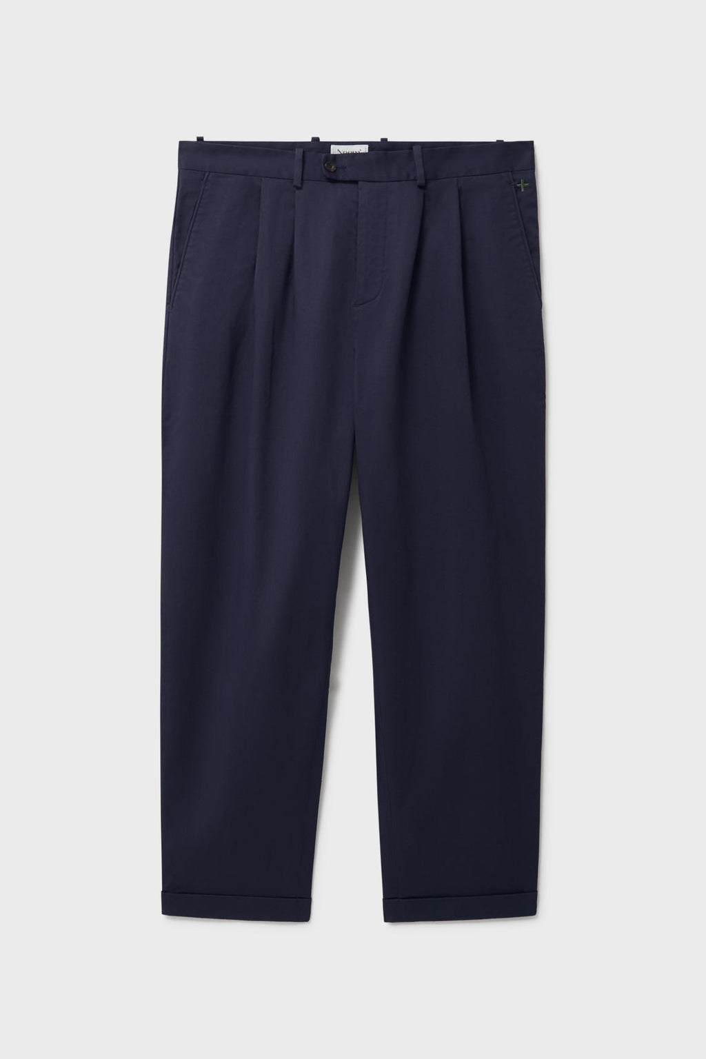 Pantalon plissé en sergé léger bleu