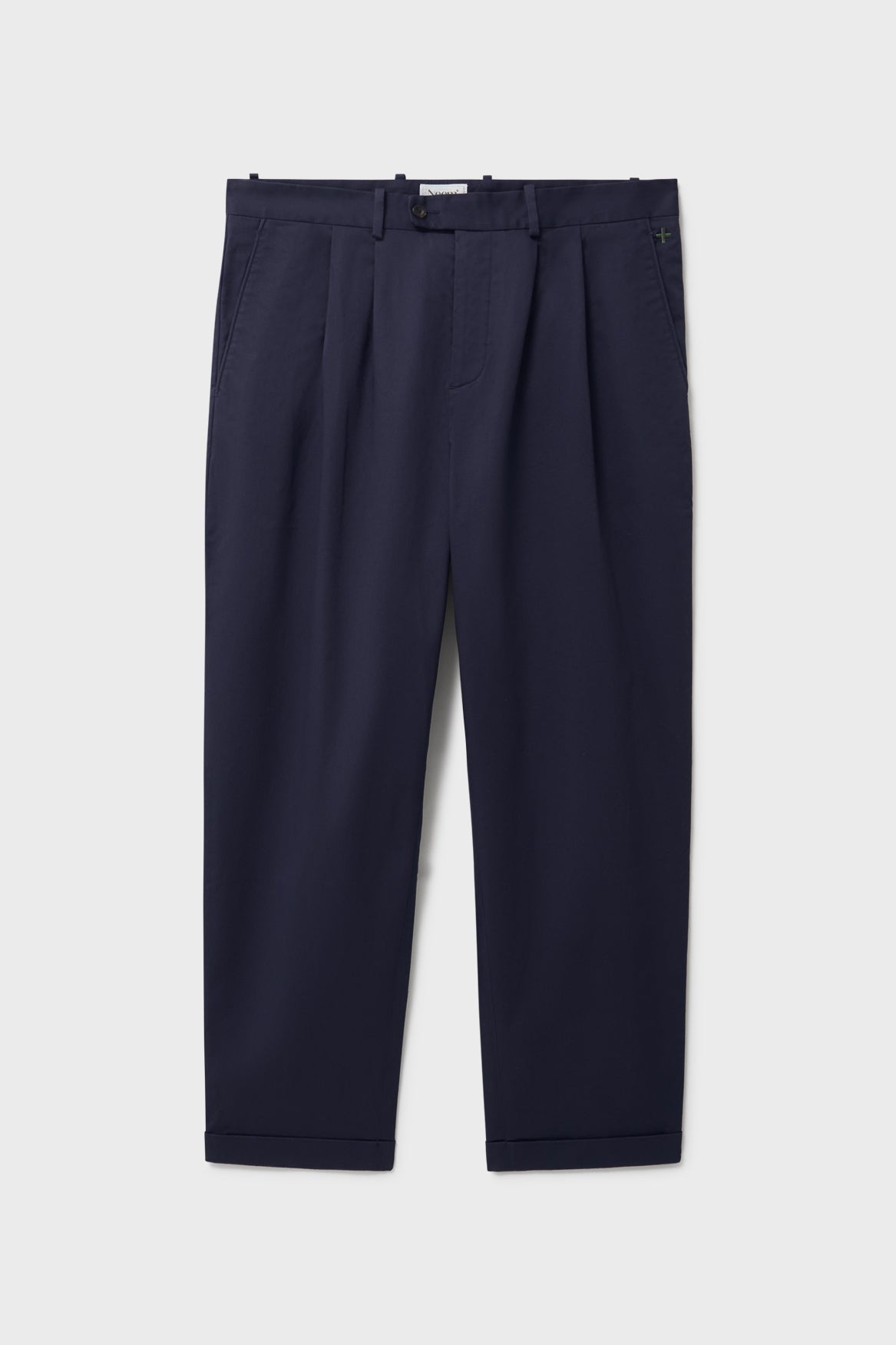 Pantalon plissé en sergé léger bleu