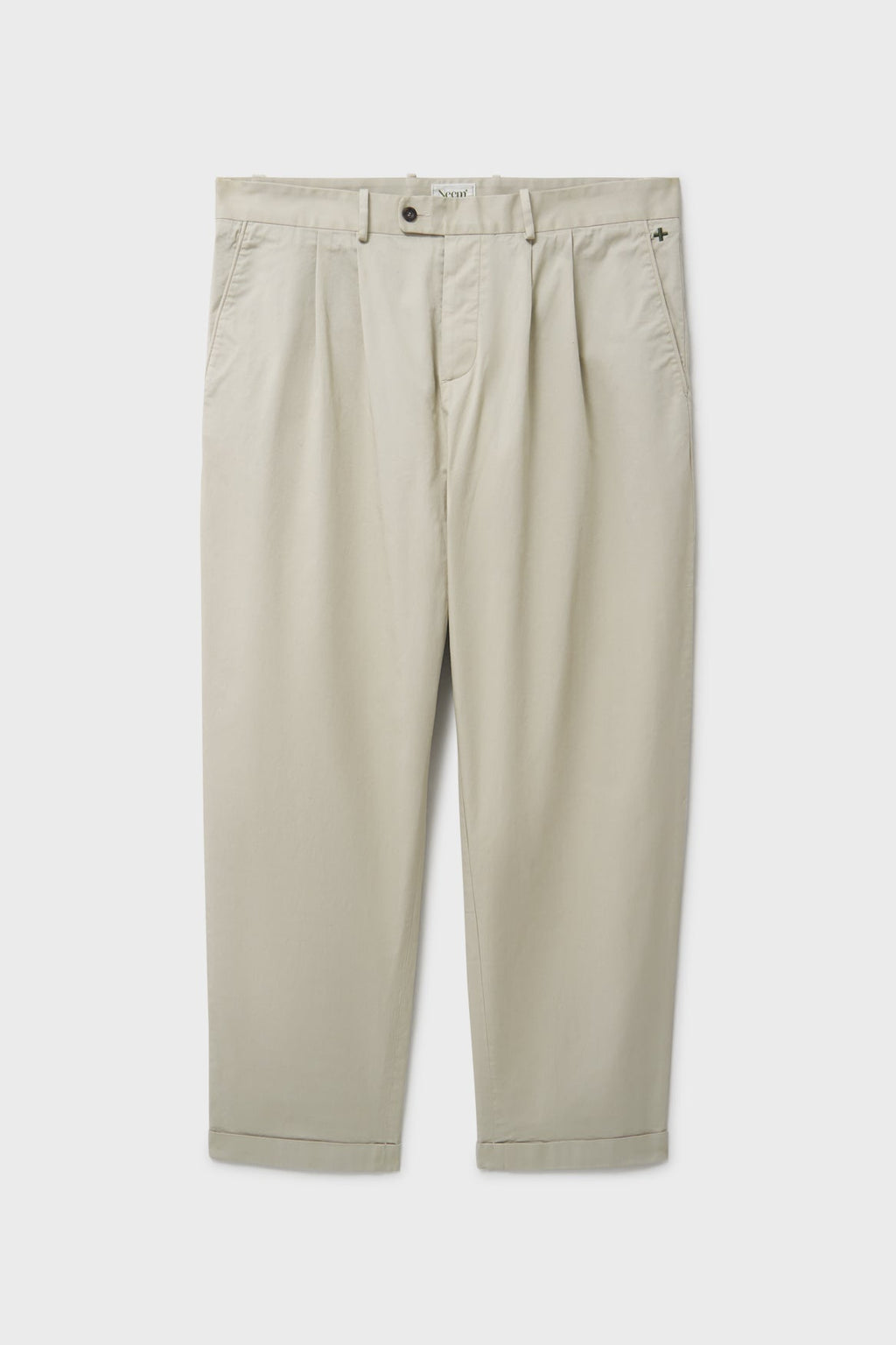 Pantalon plissé léger en sergé coloris pierre