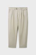 Pantalon plissé léger en sergé coloris pierre