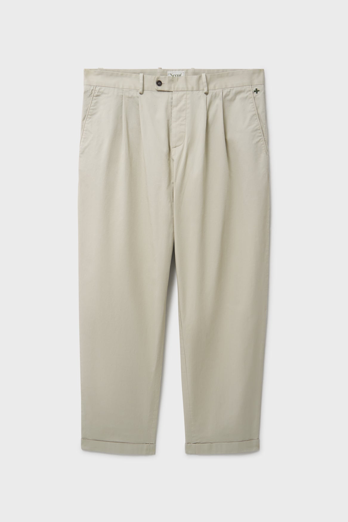 Pantalon plissé léger en sergé coloris pierre