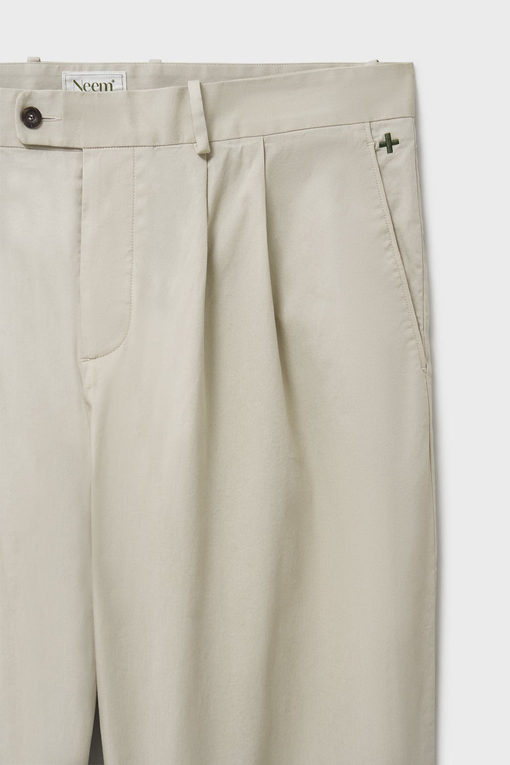 Pantalon plissé léger en sergé coloris pierre