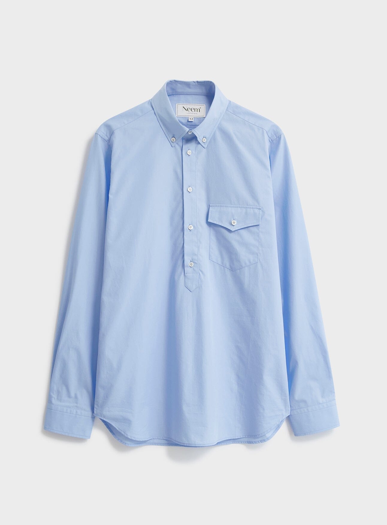 Chemise Popover Moderne à Col Boutonné en Coton Régénératif