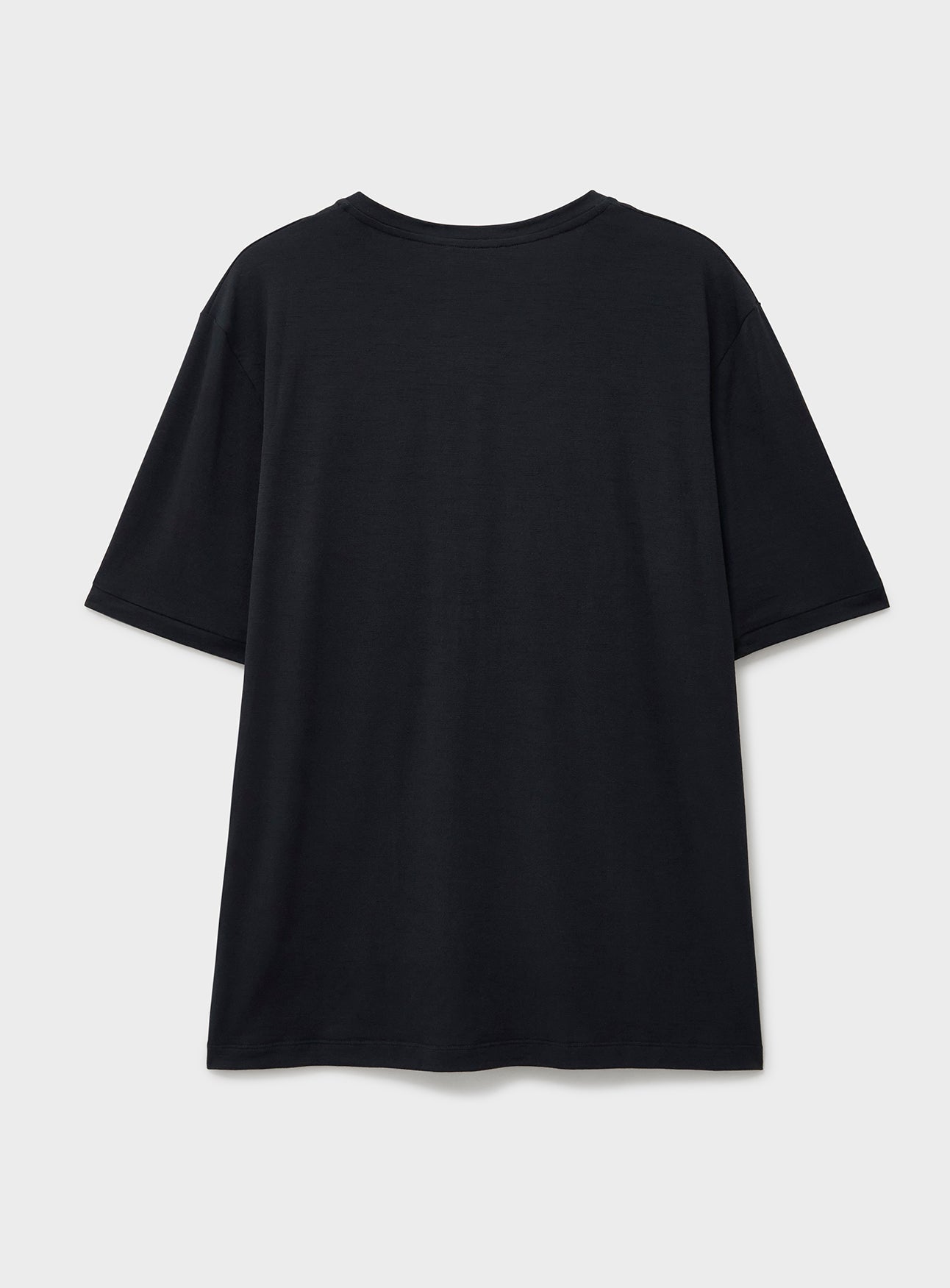 T-shirt en jersey de mérinos Super 120 noir à col en V