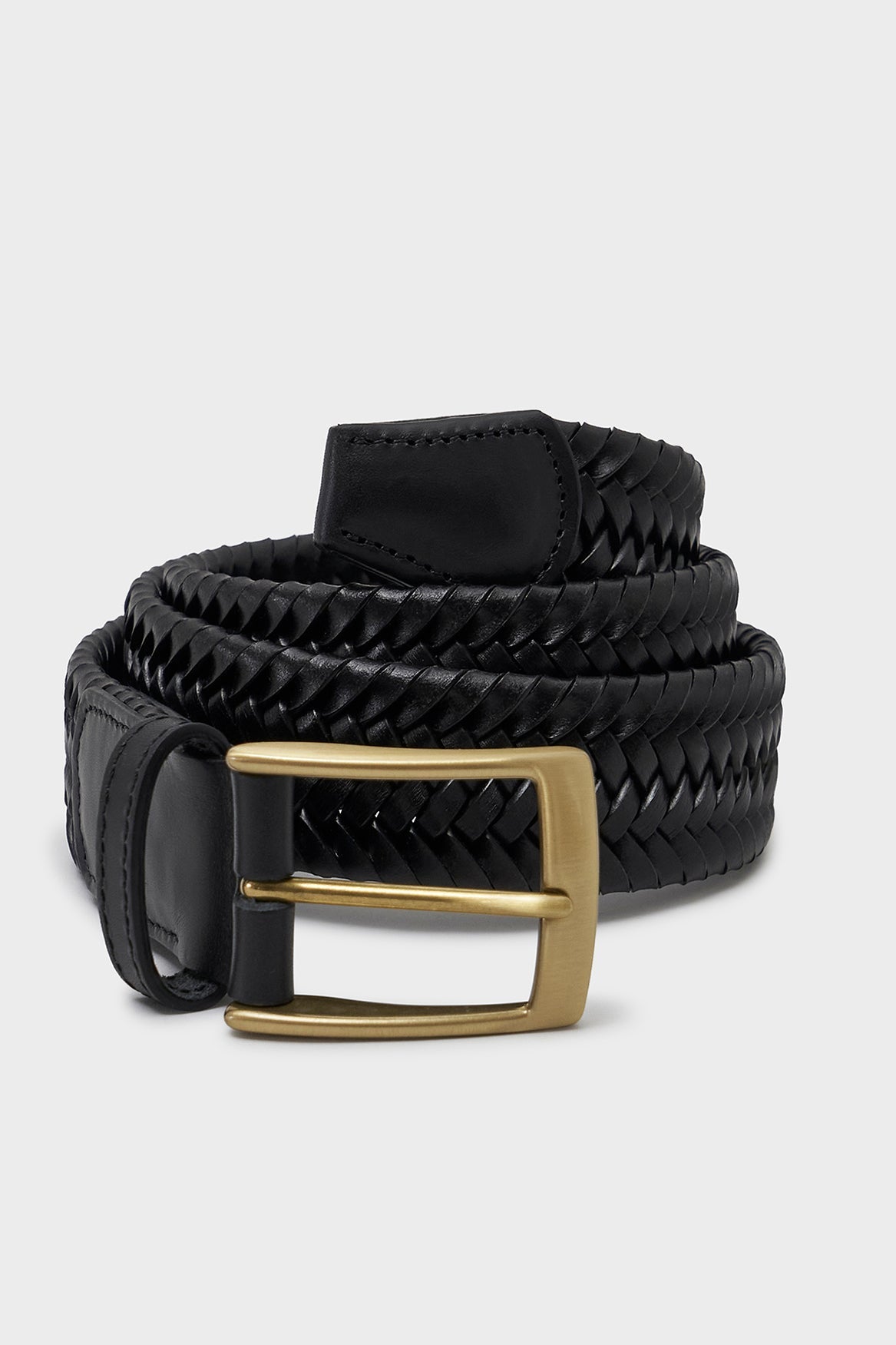 Ceinture tressée noire en cuir recyclé