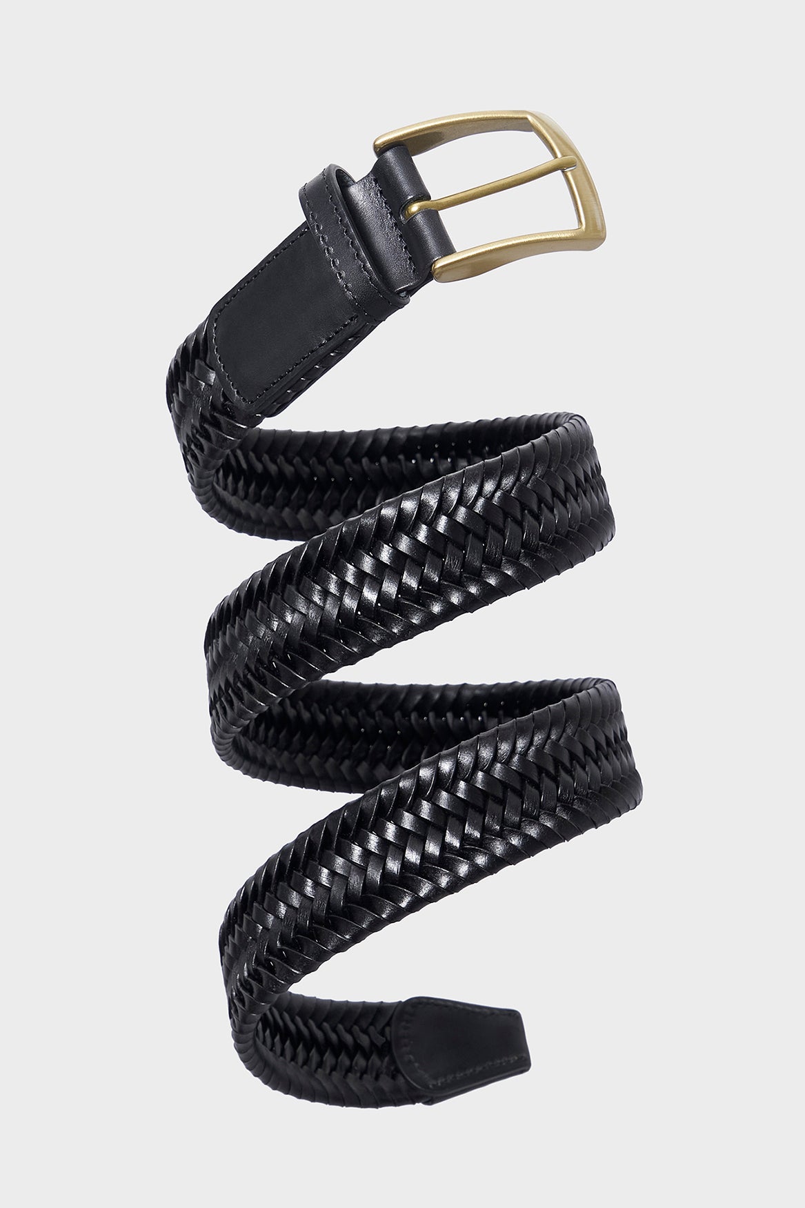 Ceinture tressée noire en cuir recyclé