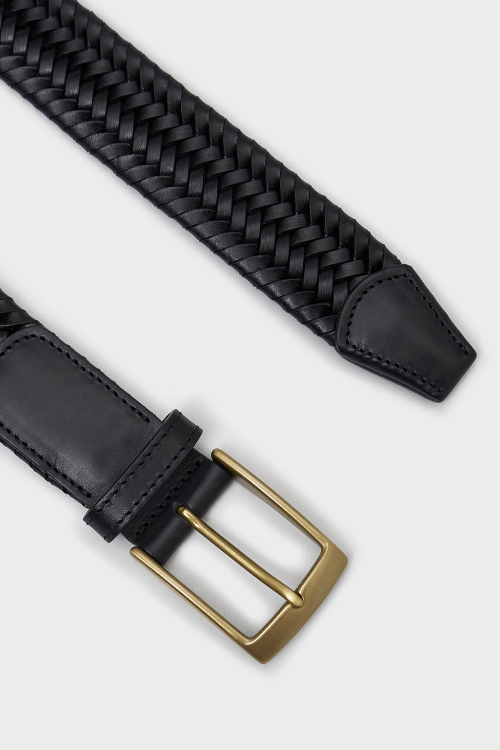 Ceinture tressée noire en cuir recyclé