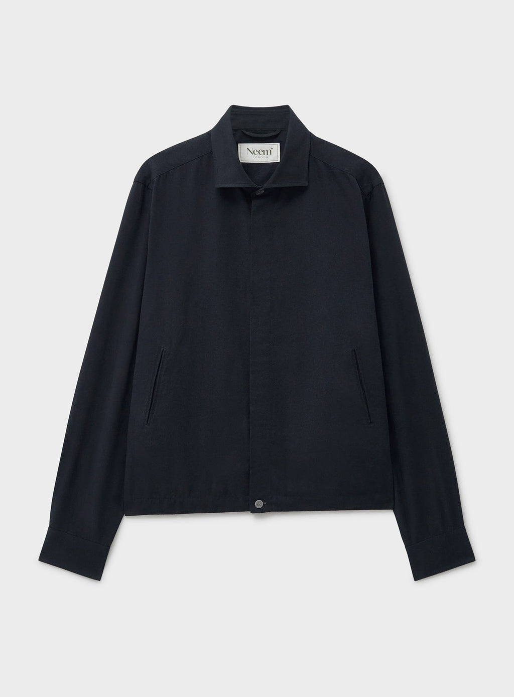 Blouson court noir en flanelle italienne recyclée