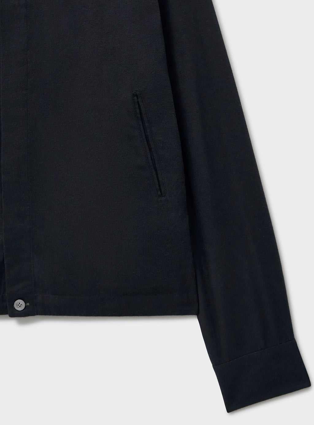 Blouson court noir en flanelle italienne recyclée
