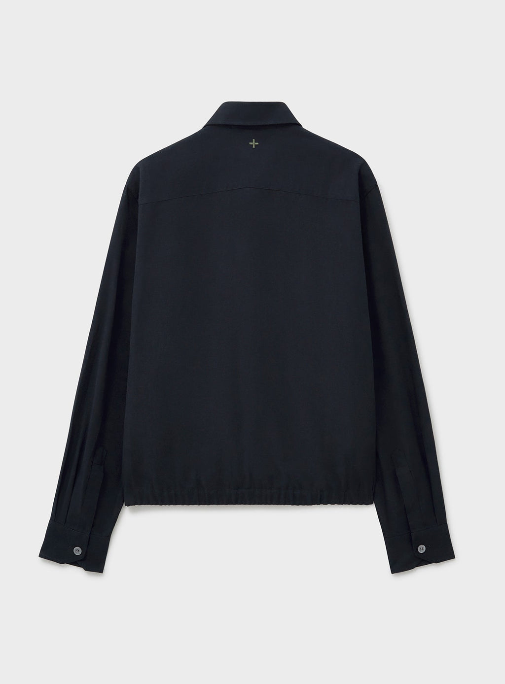Blouson court noir en flanelle italienne recyclée