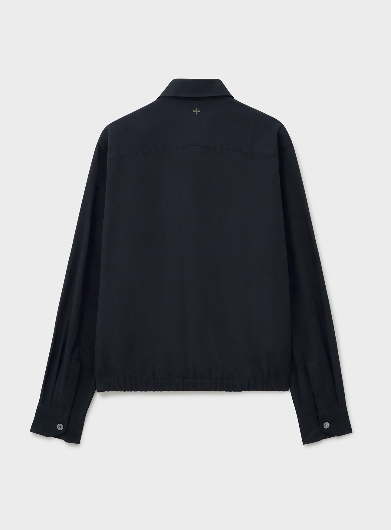 Blouson court noir en flanelle italienne recyclée