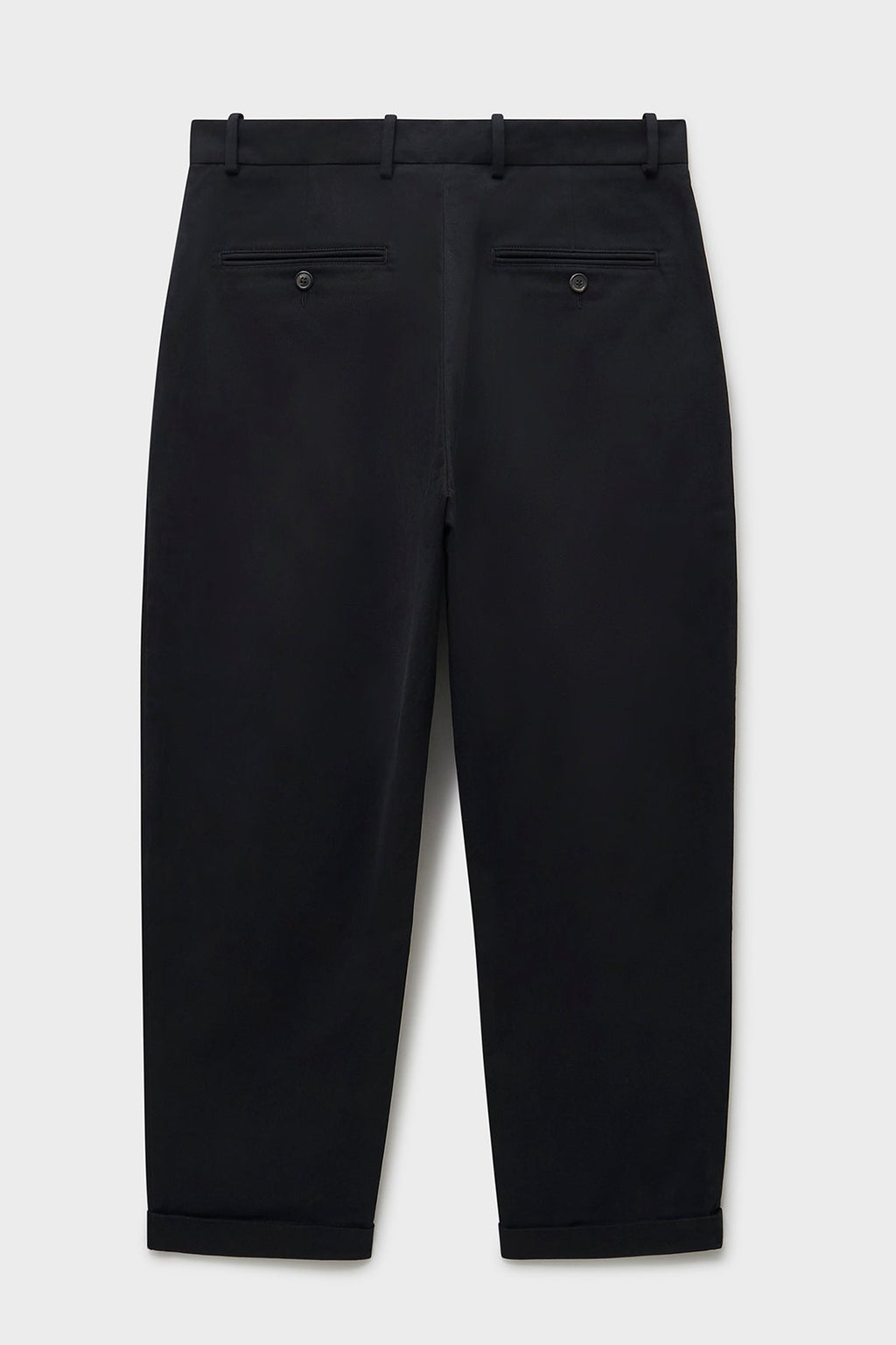 Pantalon plissé noir en coton biologique extensible