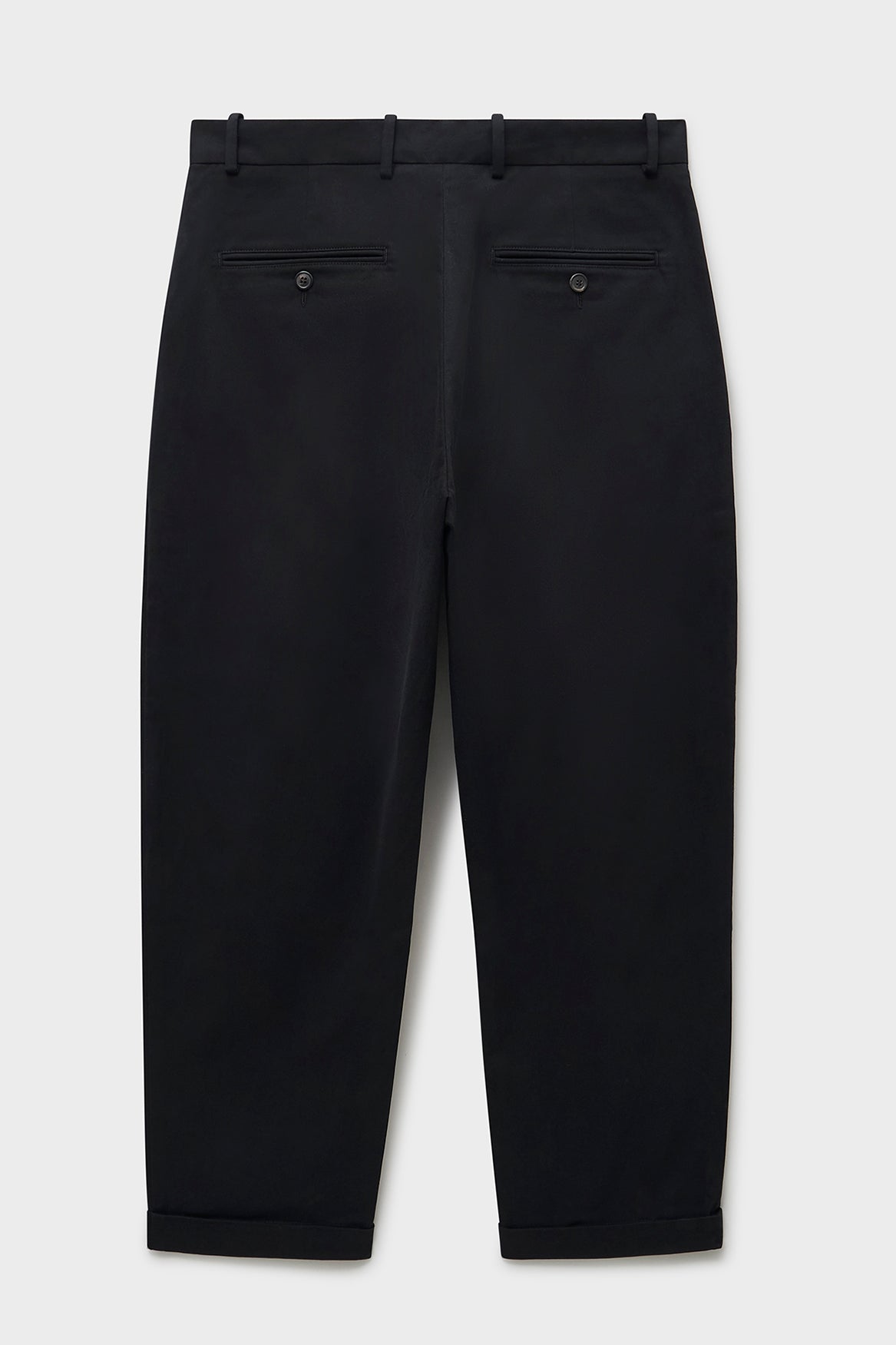 Pantalon plissé noir en coton biologique extensible