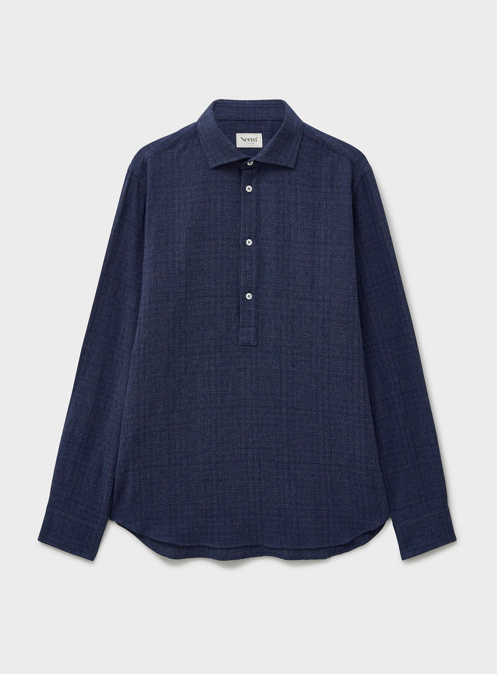 Chemise popover découpée bleu marine en sergé recyclé
