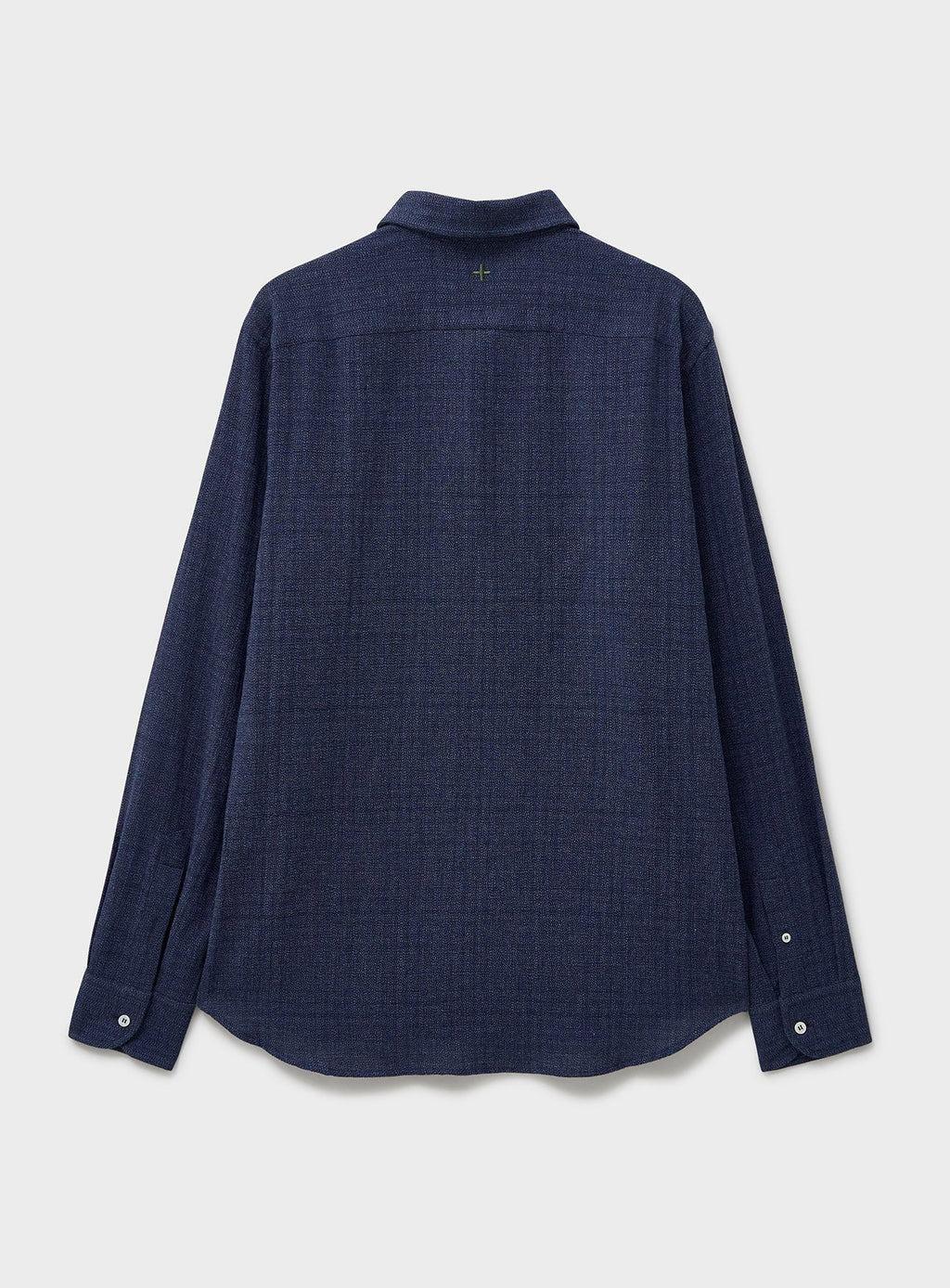 Chemise popover découpée bleu marine en sergé recyclé