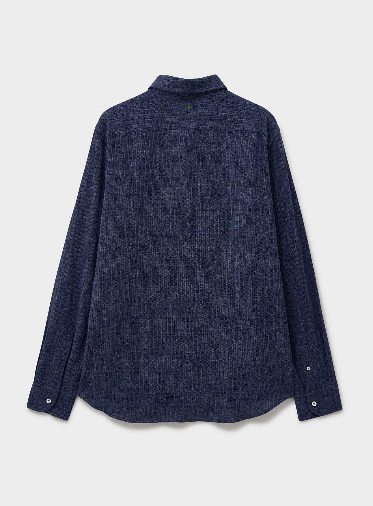 Chemise popover découpée bleu marine en sergé recyclé