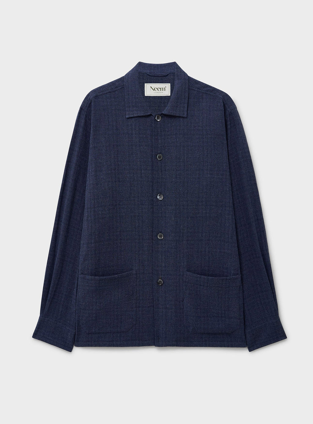 Surchemise de villégiature tissage panier en coton recyclé bleu marine