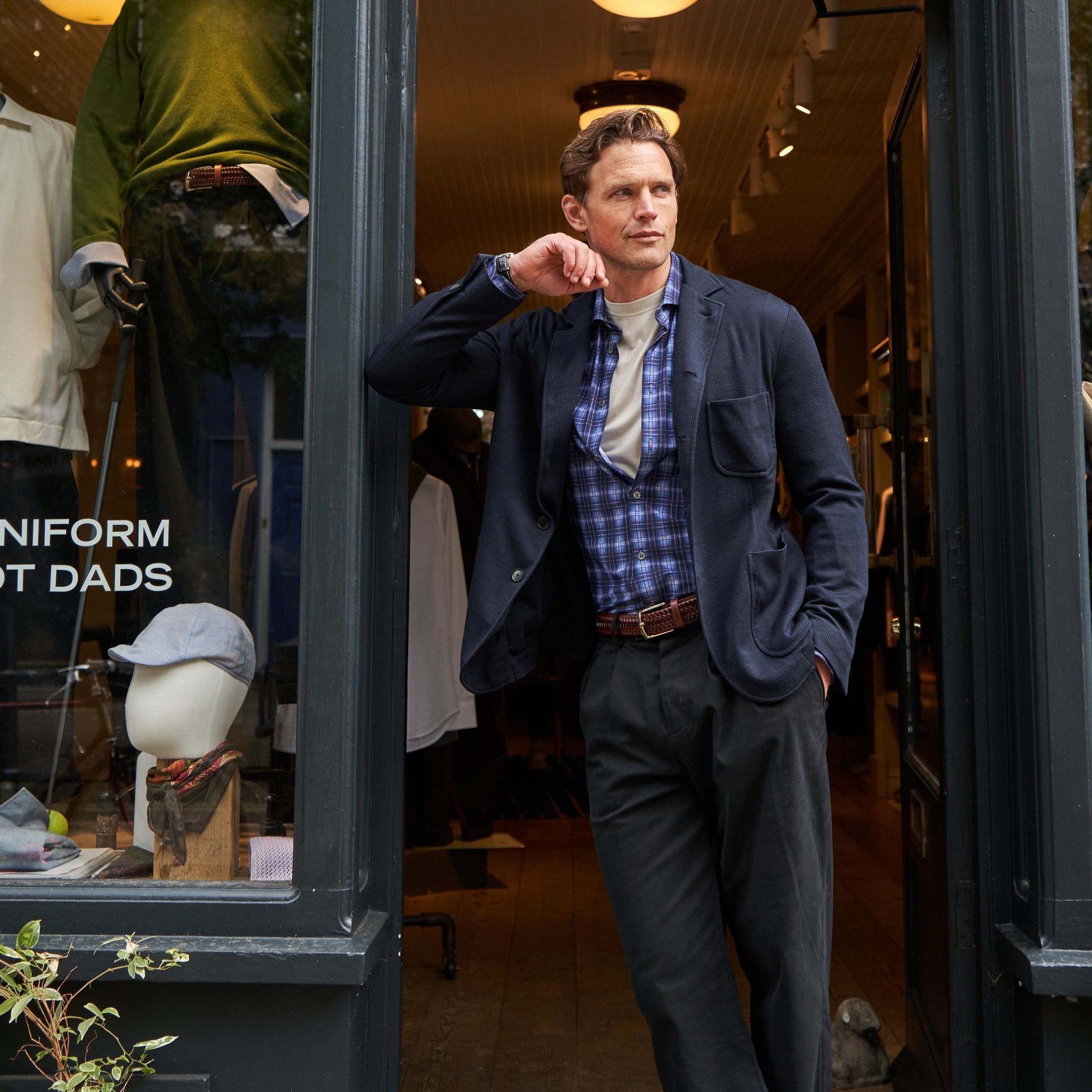 Chemise confort en Cernobbio bleu recyclé avec pans coupés