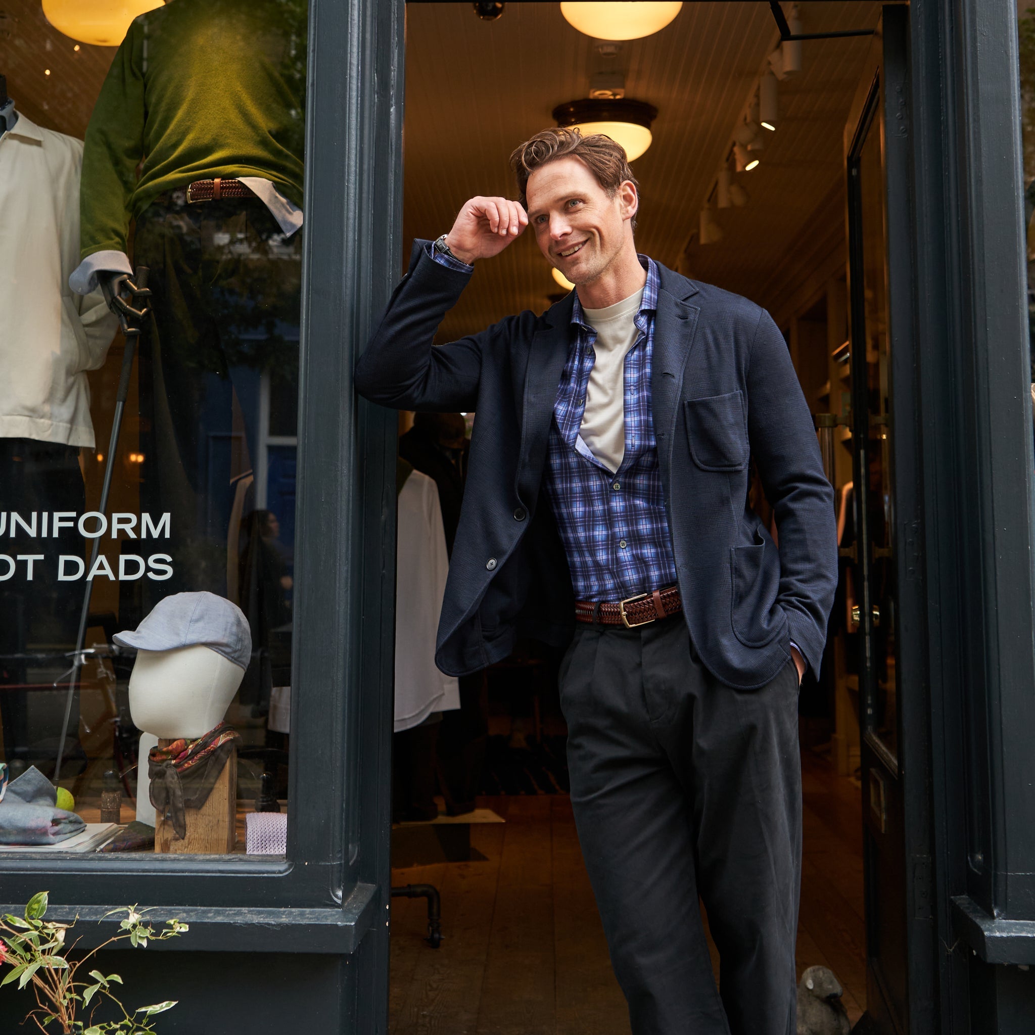 Chemise confort en Cernobbio bleu recyclé avec pans coupés