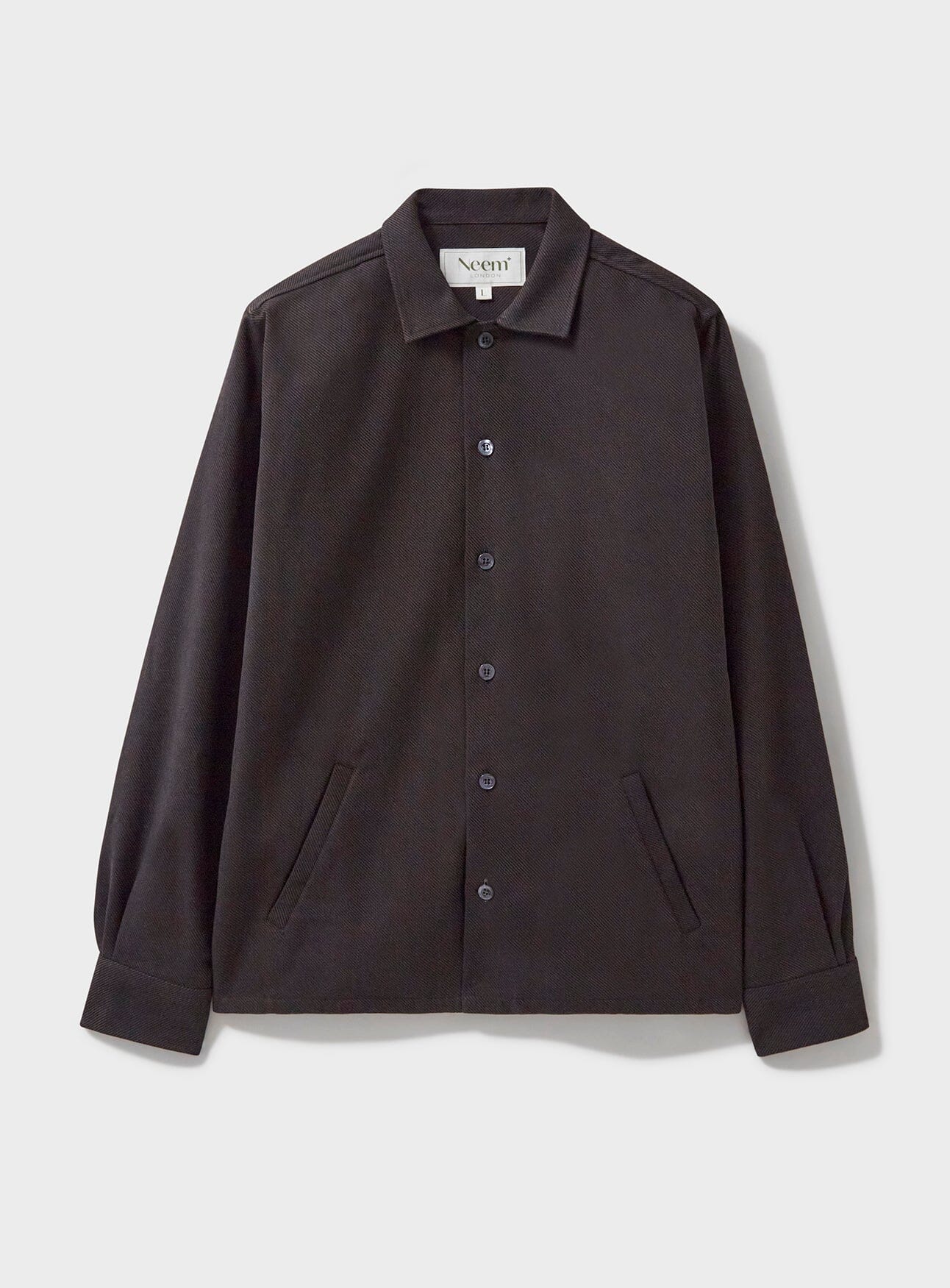 Blouson bomber en sergé lourd italien recyclé, coloris chocolat