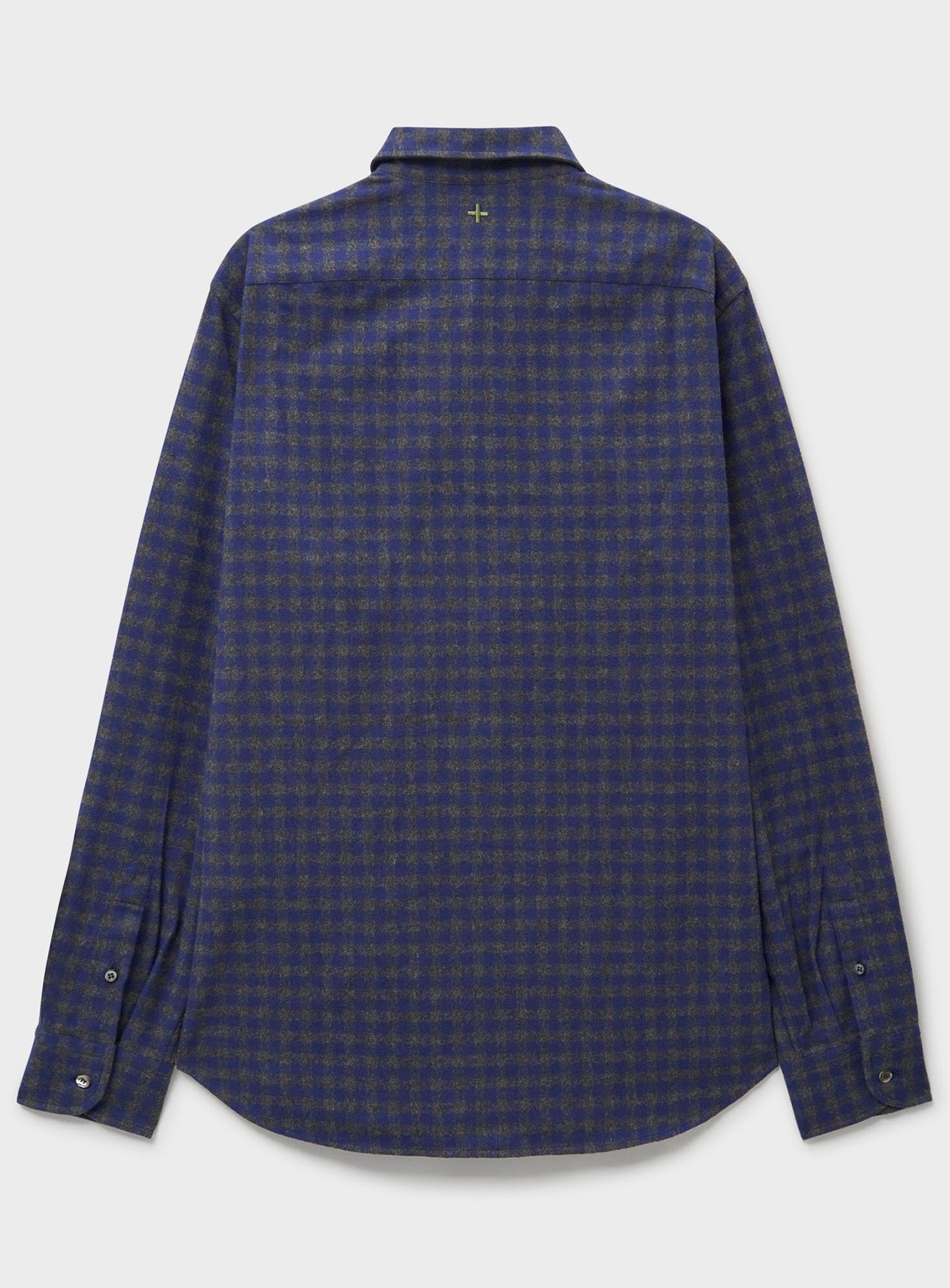 Chemise italienne en flanelle à carreaux marine et gris à col coupé