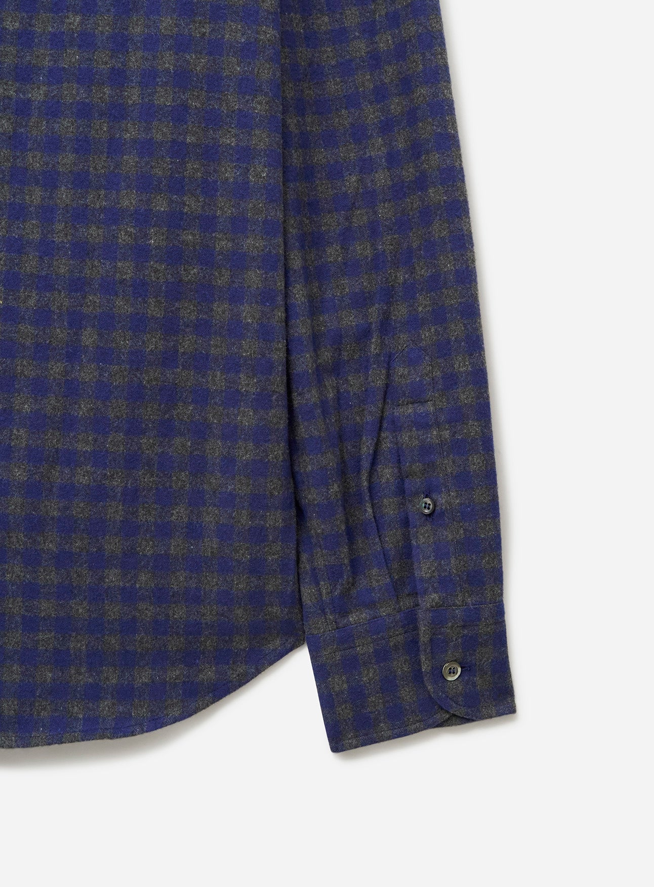 Chemise italienne en flanelle à carreaux marine et gris à col coupé