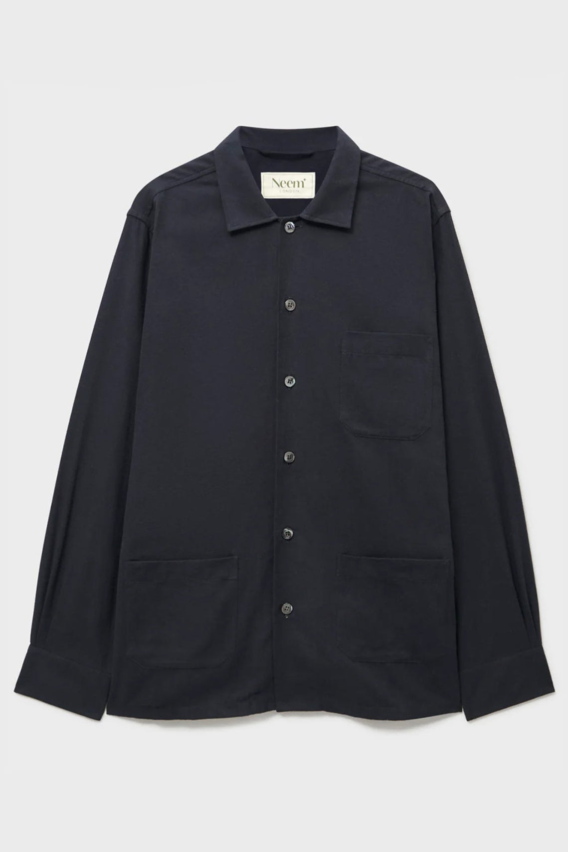Surchemise noire en flanelle italienne recyclée