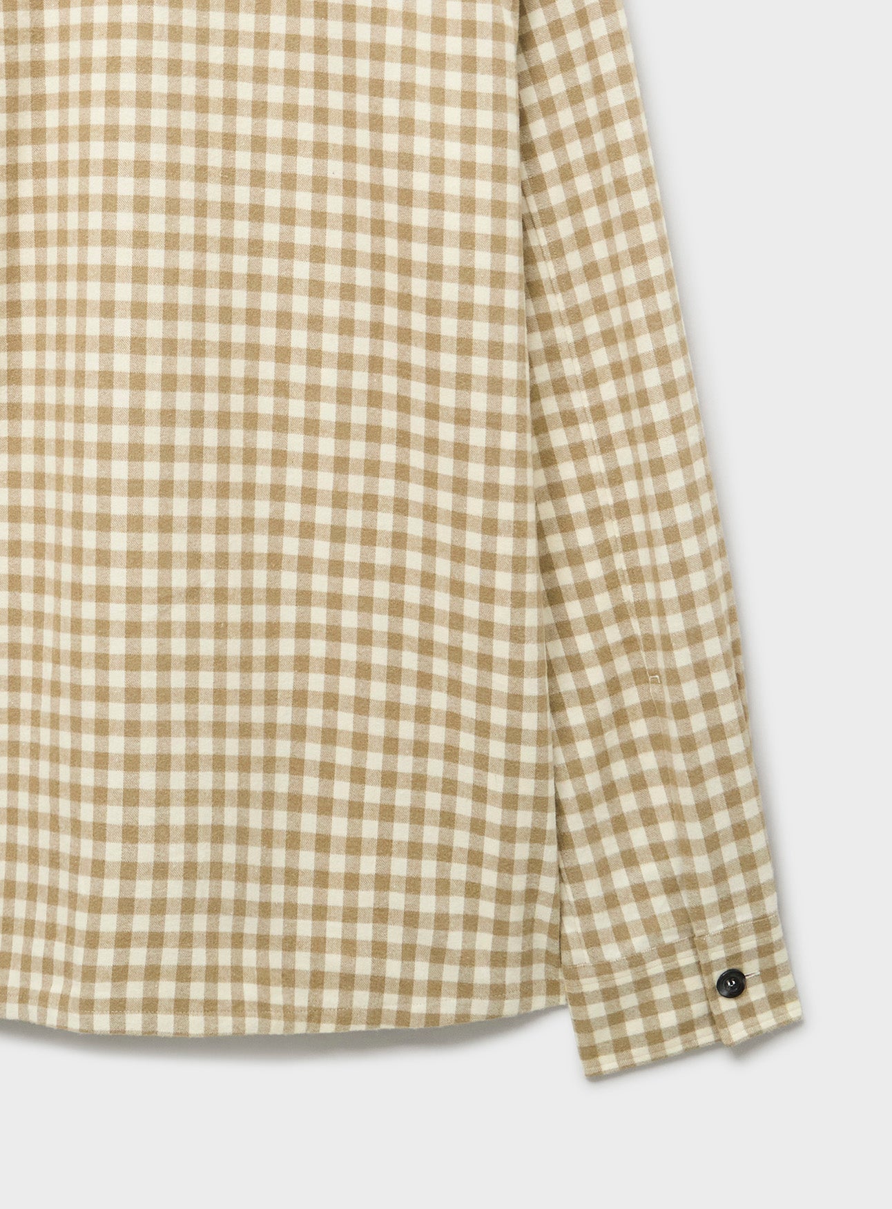 Surchemise Spitalfields en flanelle recyclée italienne à carreaux avoine et camel