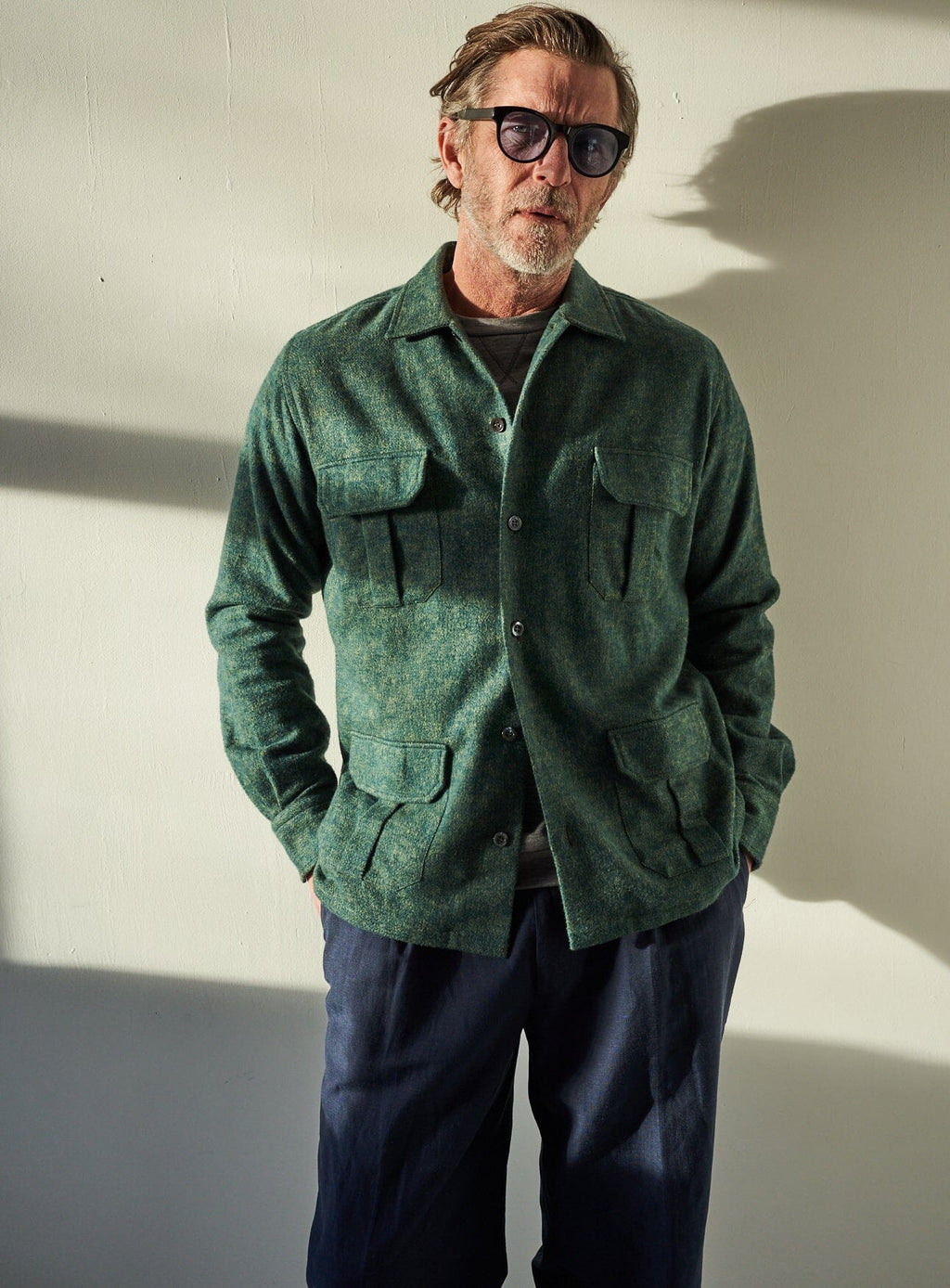 Surchemise homme verte en flanelle douce recyclée épaisse
