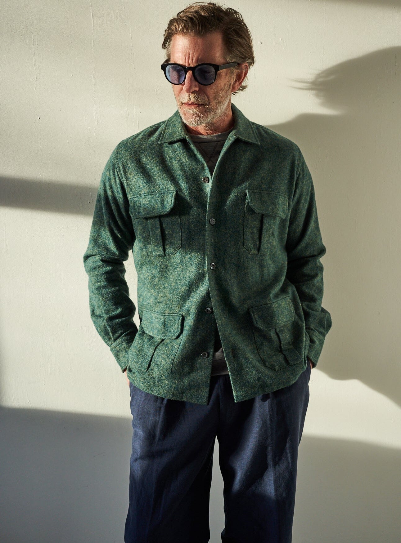 Surchemise homme verte en flanelle douce recyclée épaisse