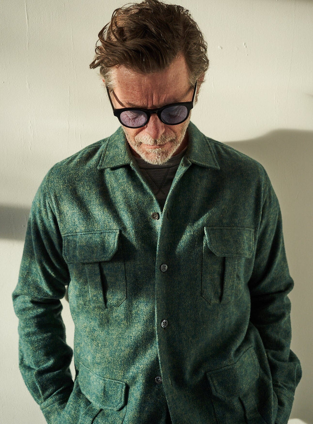 Surchemise homme verte en flanelle douce recyclée épaisse
