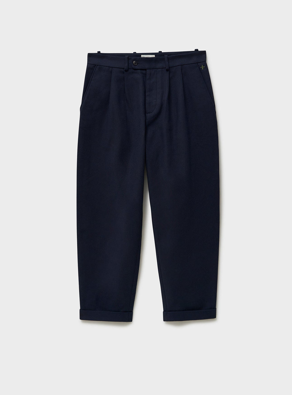 Pantalon plissé en sergé recyclé marine
