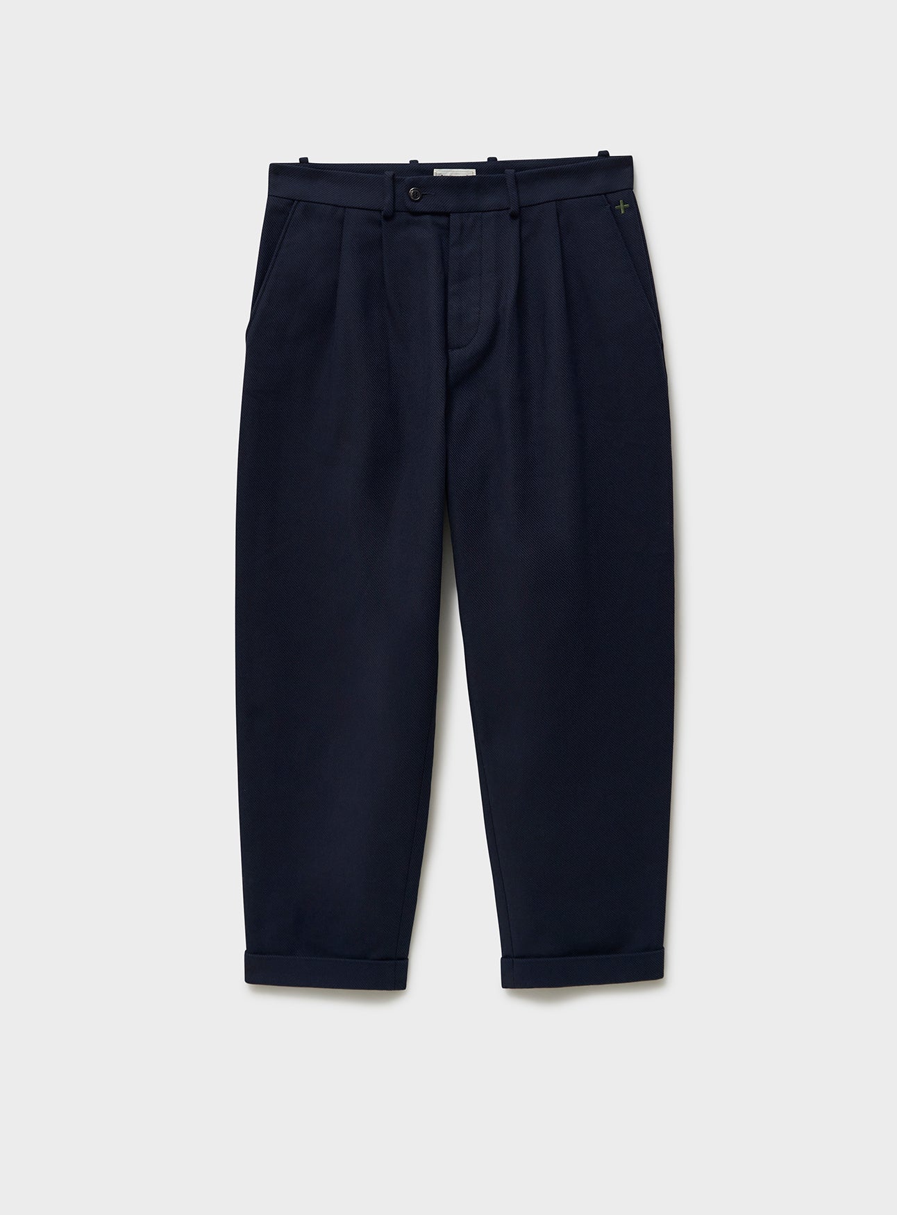 Pantalon plissé en sergé recyclé marine