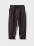 Pantalon plissé en sergé recyclé chocolat