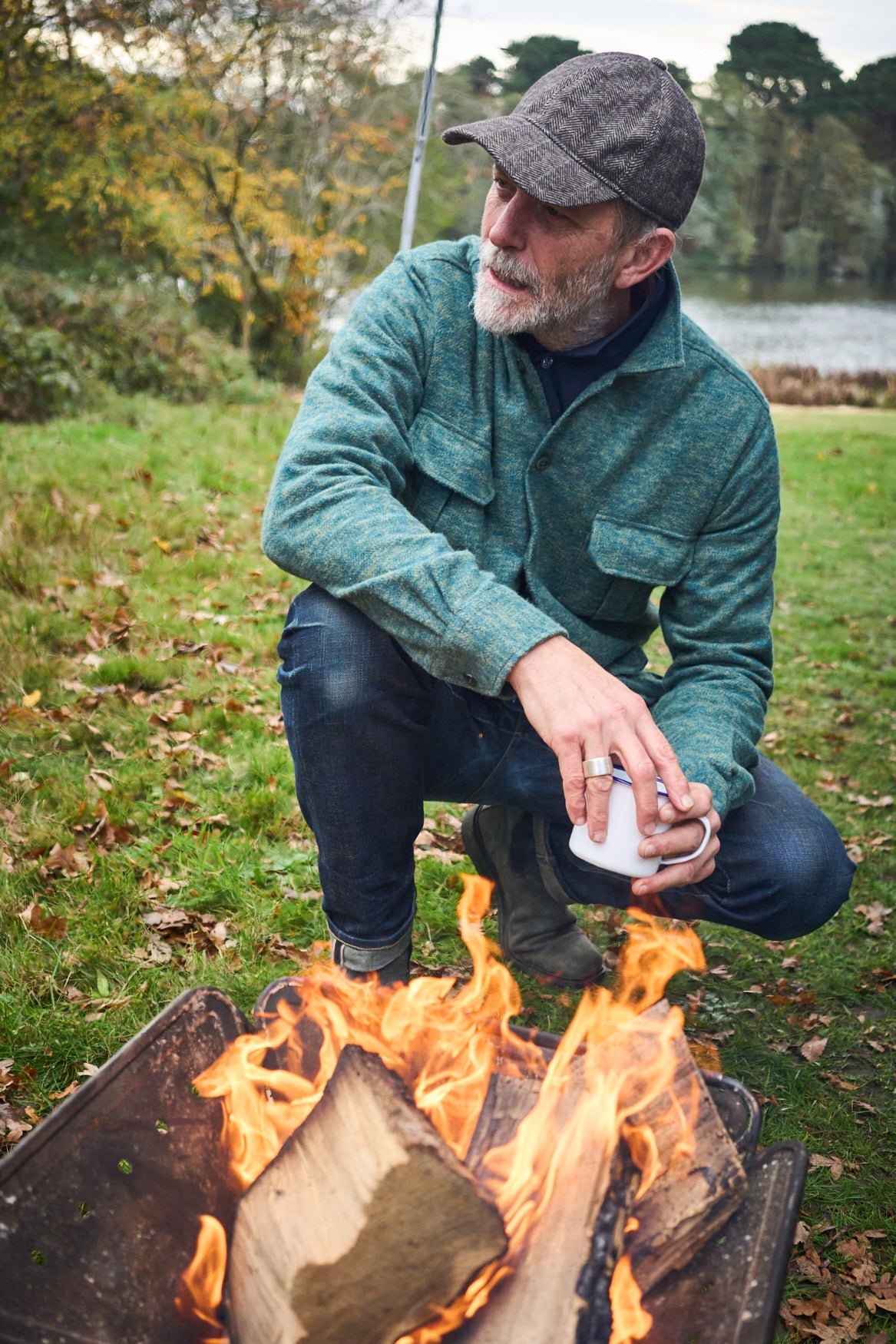 Surchemise homme verte en flanelle douce recyclée épaisse