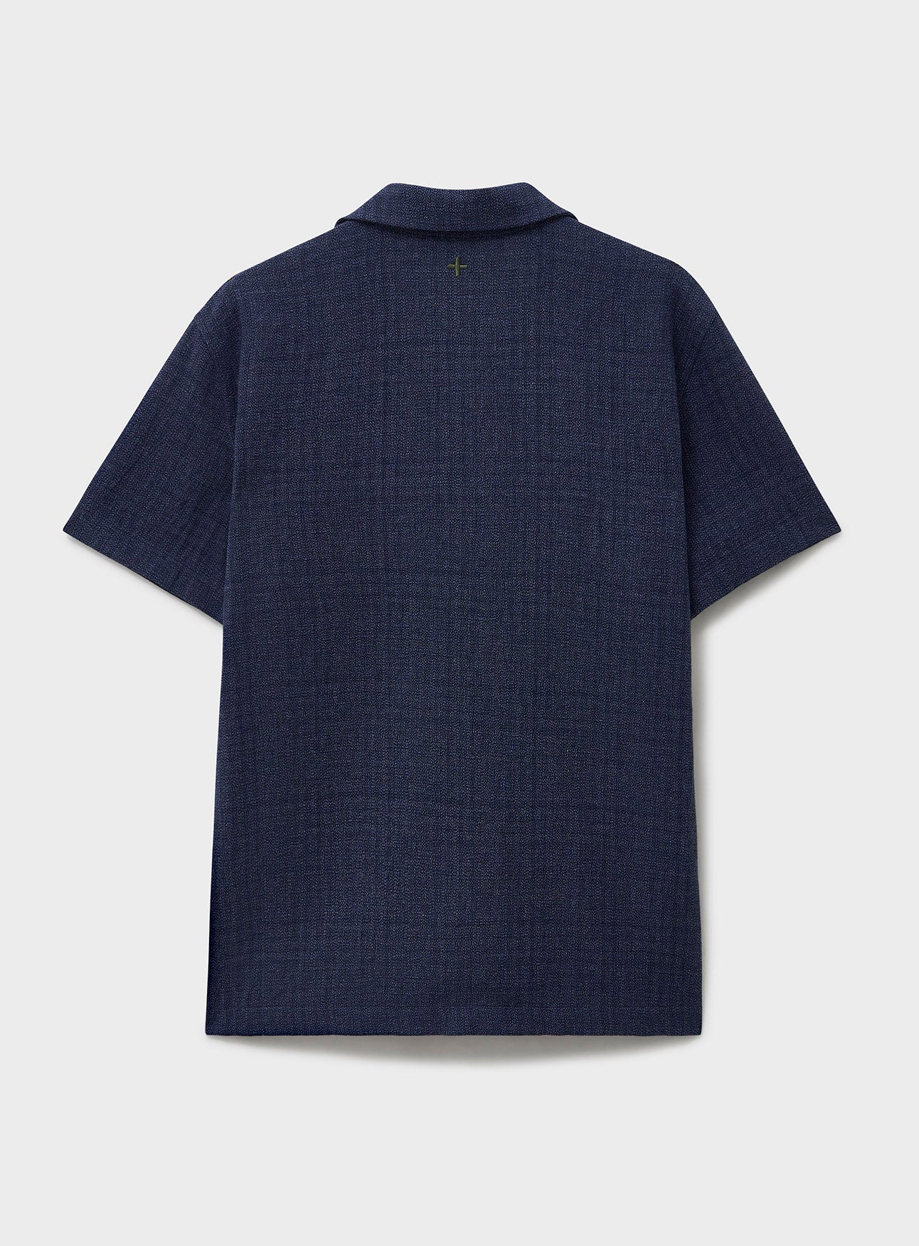 Chemise bleue à manches courtes en coton recyclé tissé façon panier