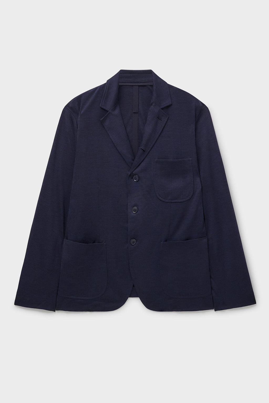 Blazer Prince de Galles en laine mérinos bleu marine