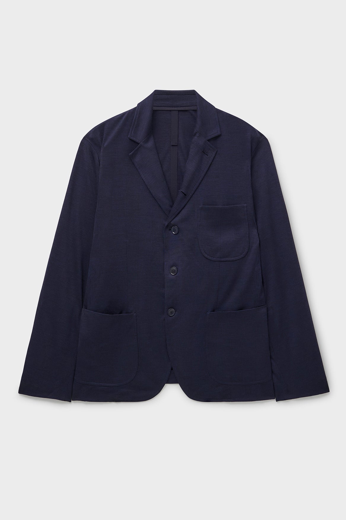 Blazer Prince de Galles en laine mérinos bleu marine