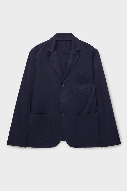 Blazer Prince de Galles en laine mérinos bleu marine