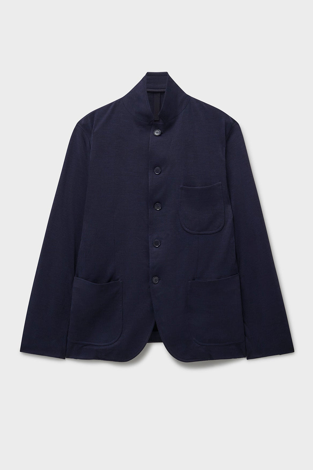 Blazer Prince de Galles en laine mérinos bleu marine