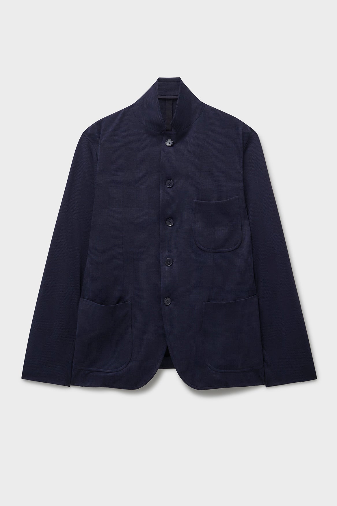 Blazer Prince de Galles en laine mérinos bleu marine