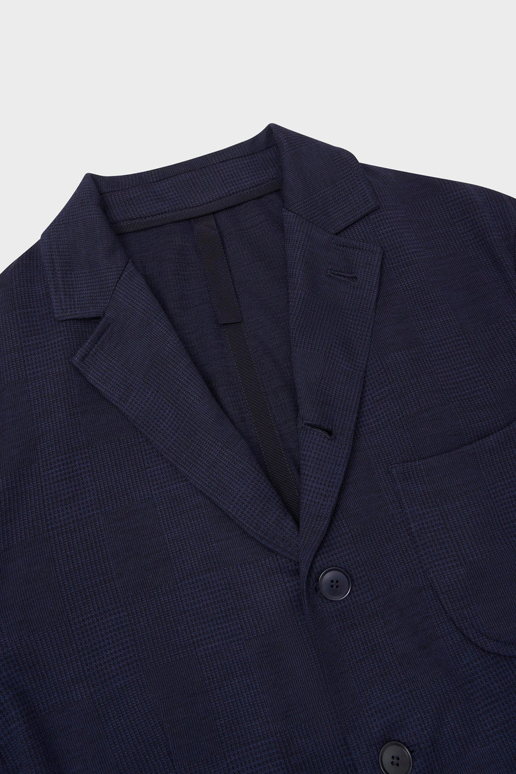 Blazer Prince de Galles en laine mérinos bleu marine