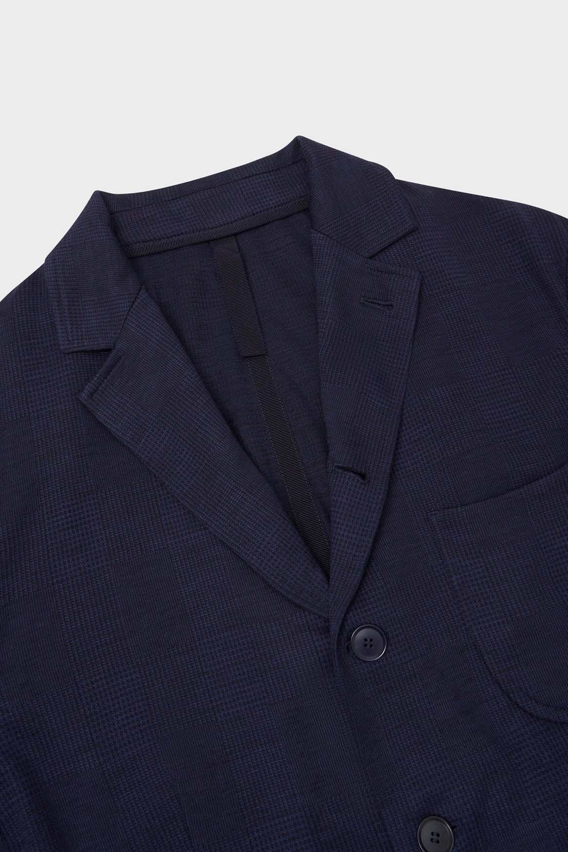 Blazer Prince de Galles en laine mérinos bleu marine