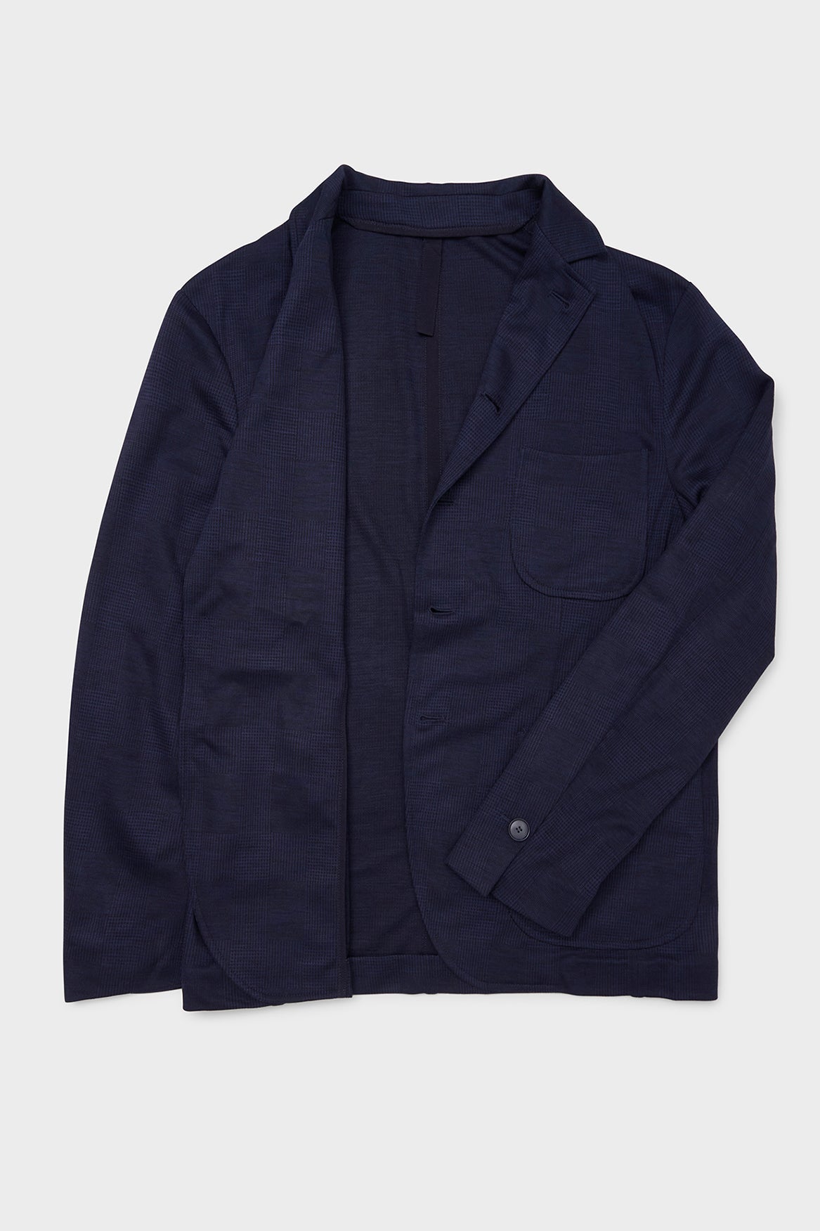 Blazer Prince de Galles en laine mérinos bleu marine