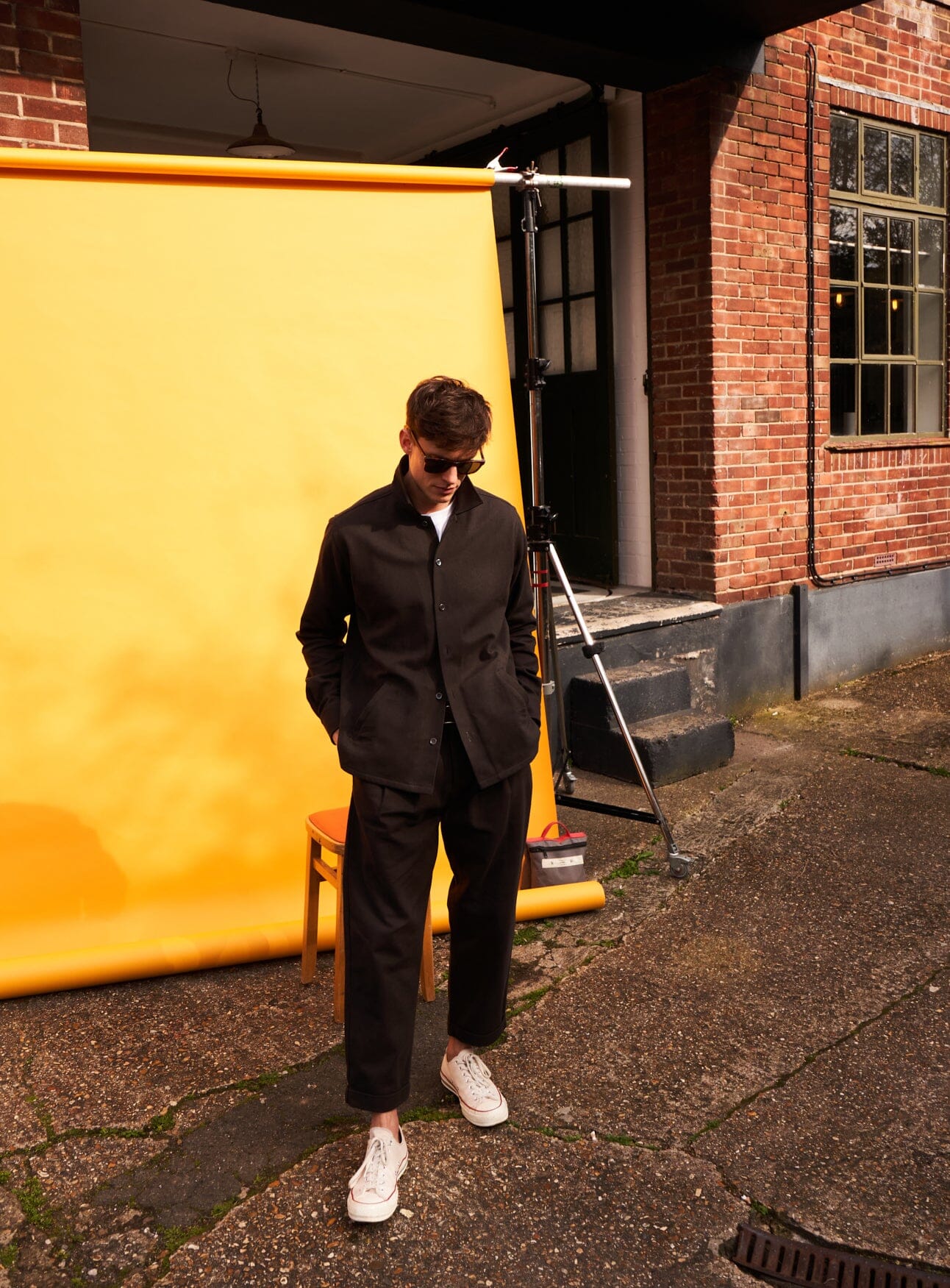Costume homme en sergé recyclé chocolat